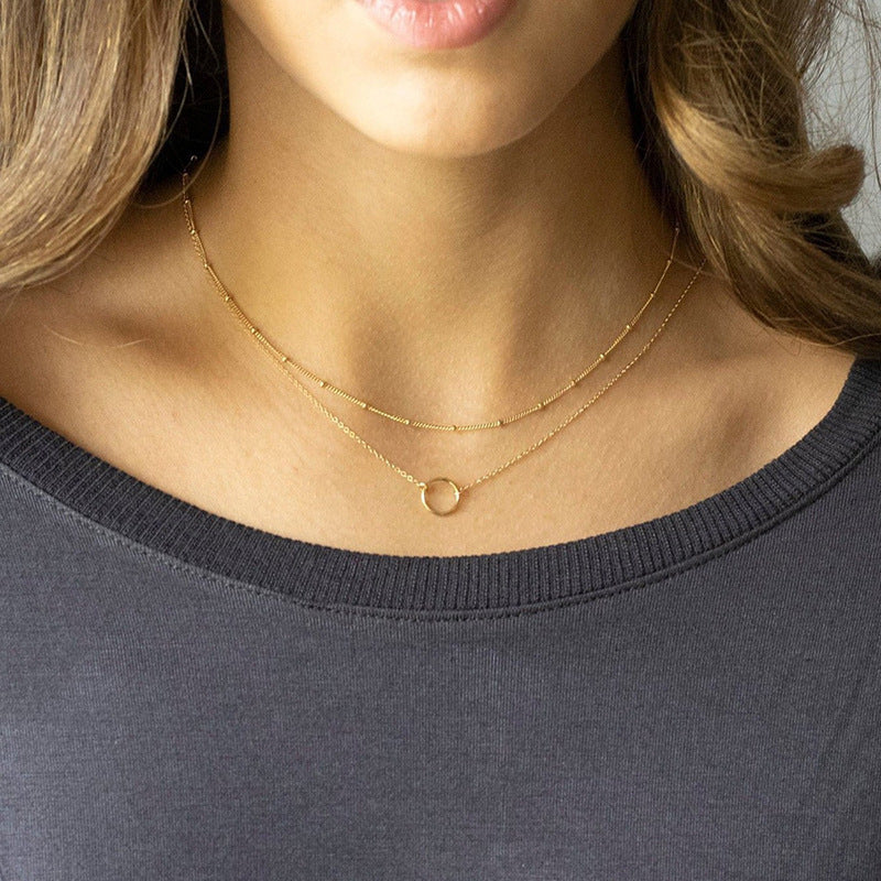 UNI-10650 - Gold Circle Double Layer - Necklace