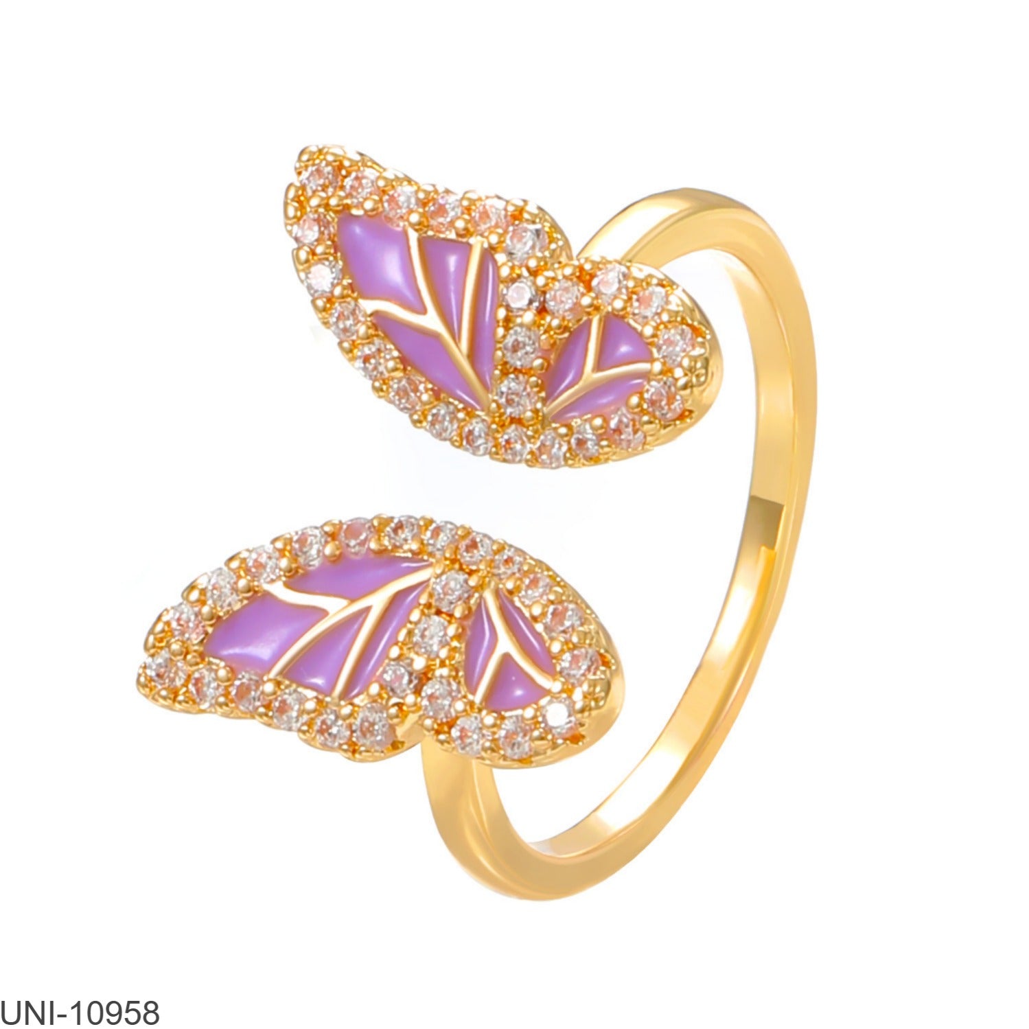 UNI-10958 - Purple Butterfly Gold - Ring