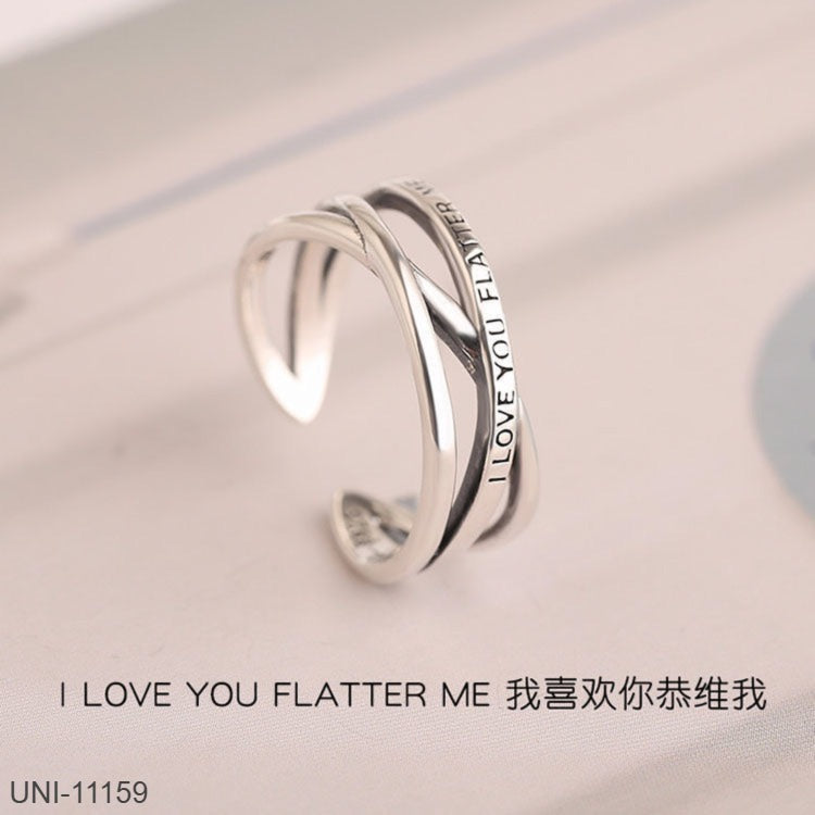UNI-11159 - I Love You Flatter SIlver  - Ring