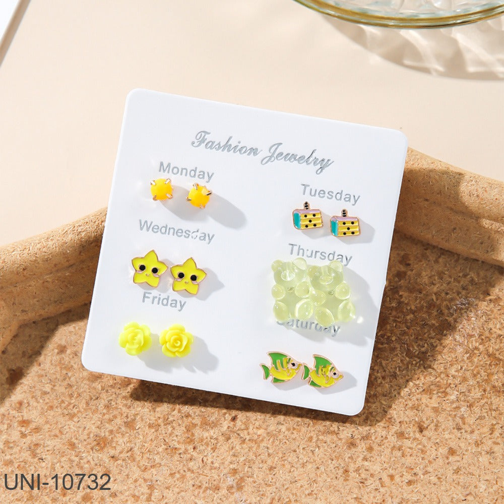 UNI-10732 - Yellow Cuties - Ear Studs Set Of 6