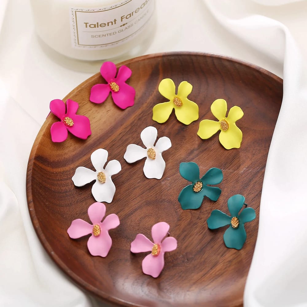 UNI-10897-3 - Pink  Flower - Earring