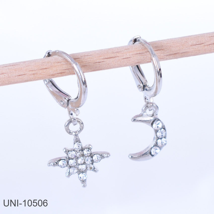 UNI-10506 - Silver Moon & Star - Earring