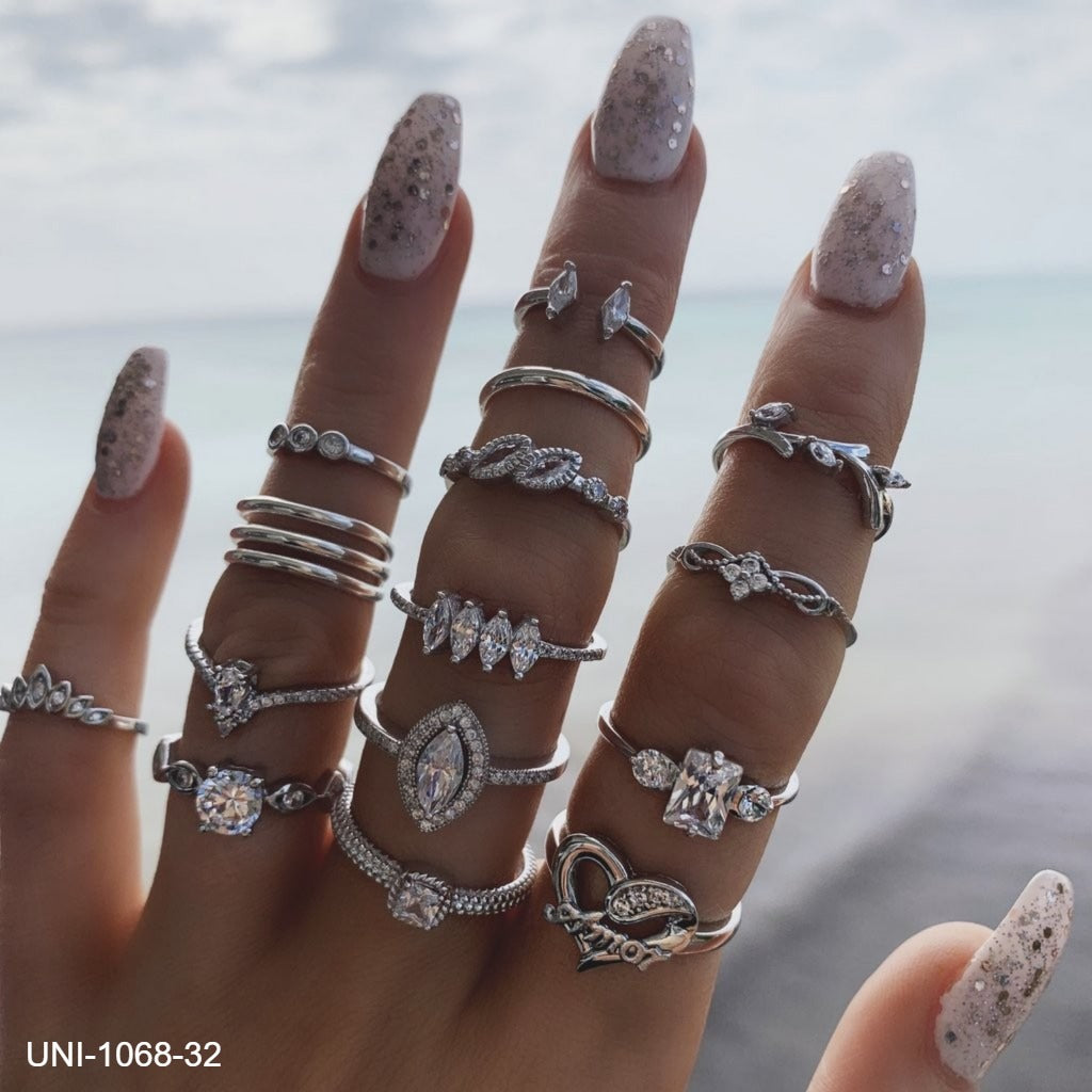 UNI-10168-32 - Diamond Silver - Ring Set Of 15