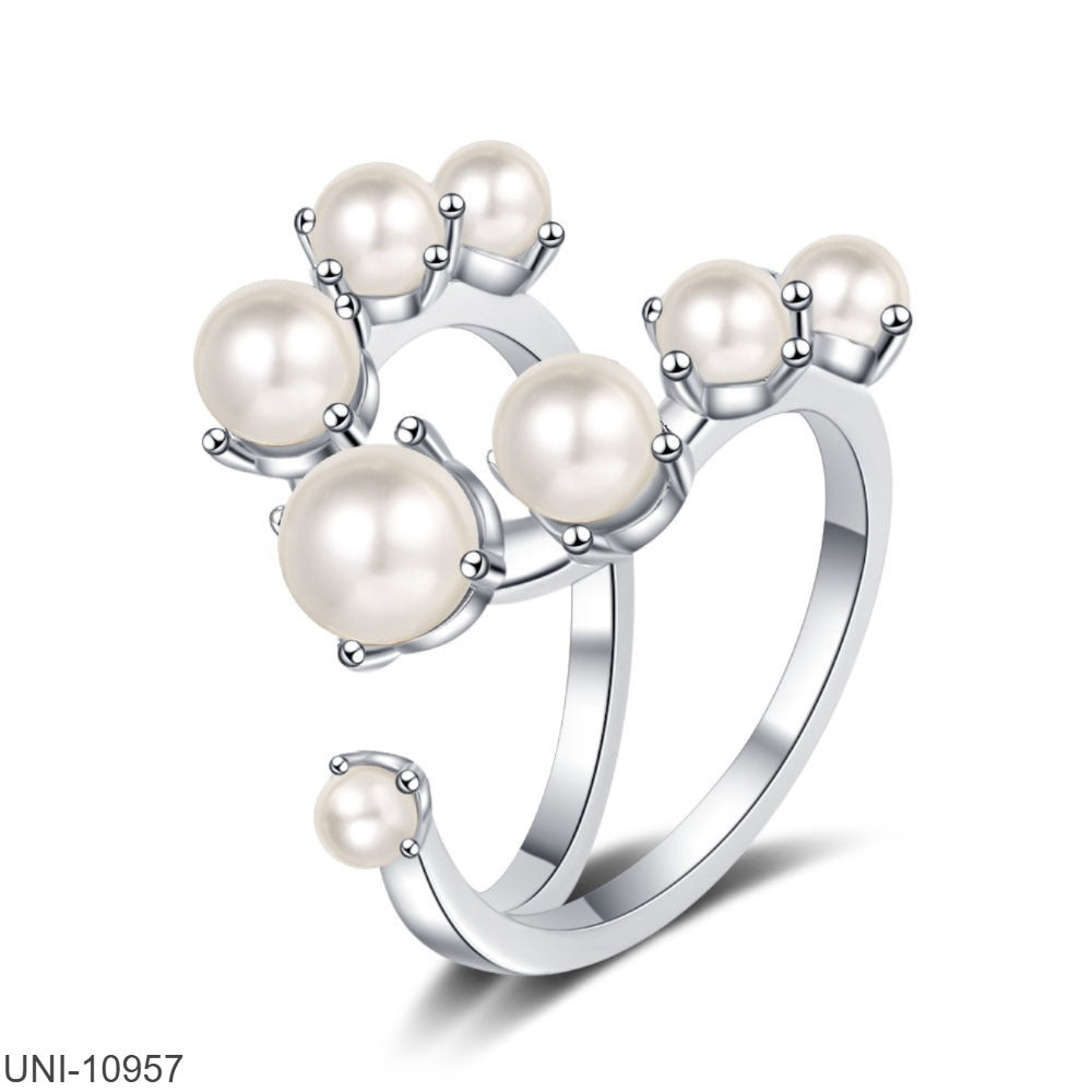 UNI-10957 - Pearly Foiled Silver  - Ring