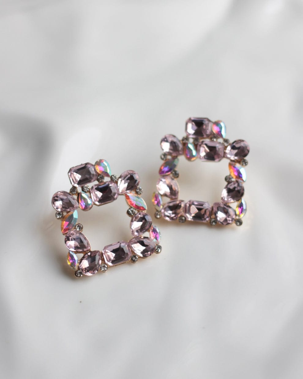 UNI-11647 -  Square Glass Multi Dimond  - Earring Style 6