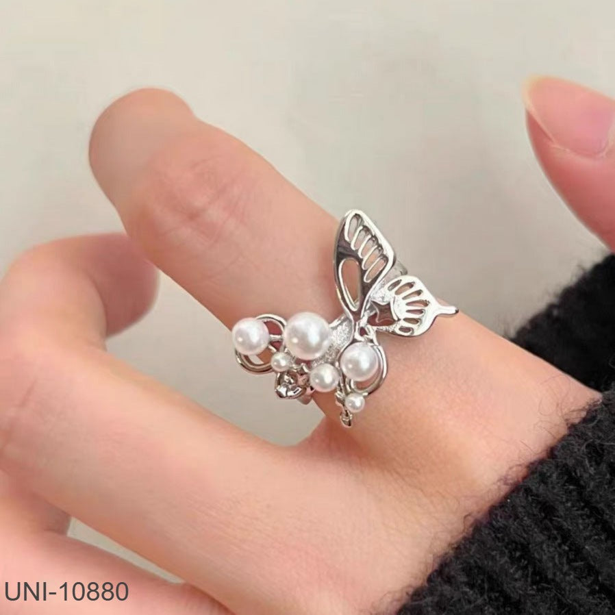 UNI-10879 - Pearly Butterfly Silver  - Ring
