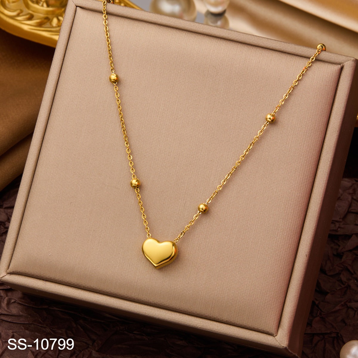 SS-10799 - Foiled Heart  - Necklace