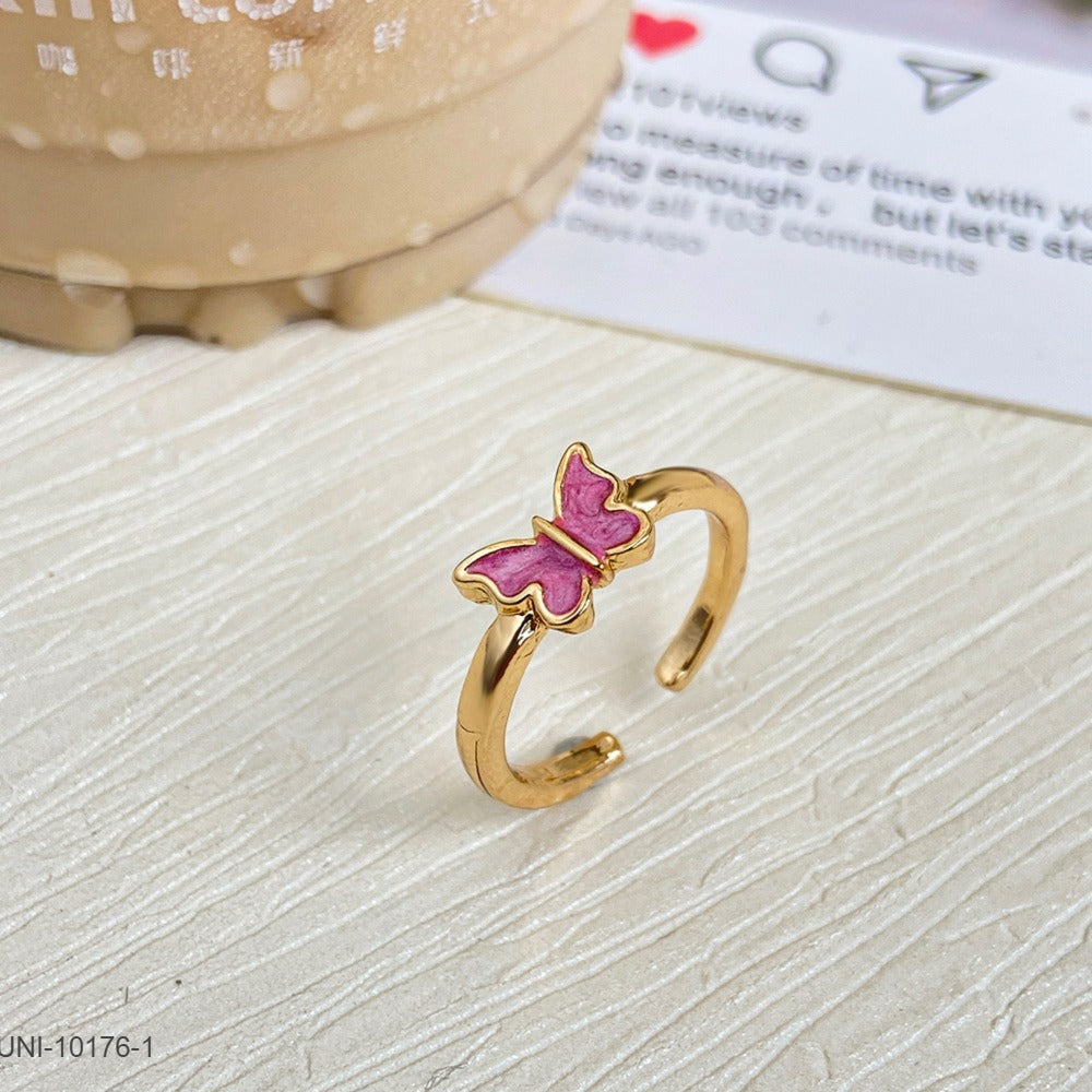UNI-10176-1 -  Pink Butterfly Gold - Ring