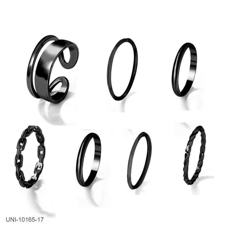UNI-10165-17  - Black Foil - Ring Set Of 7