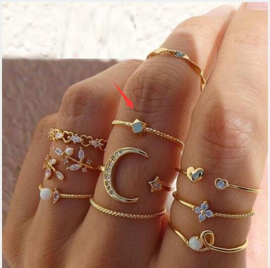 UNI-10168-2 - Sparkle Moon Diamond Ring Set Of 10 - Style 2
