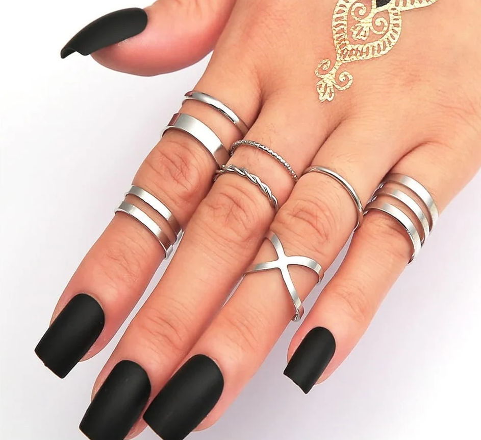 UNI-10165-11  - Silver Foil - Ring Set Of 8