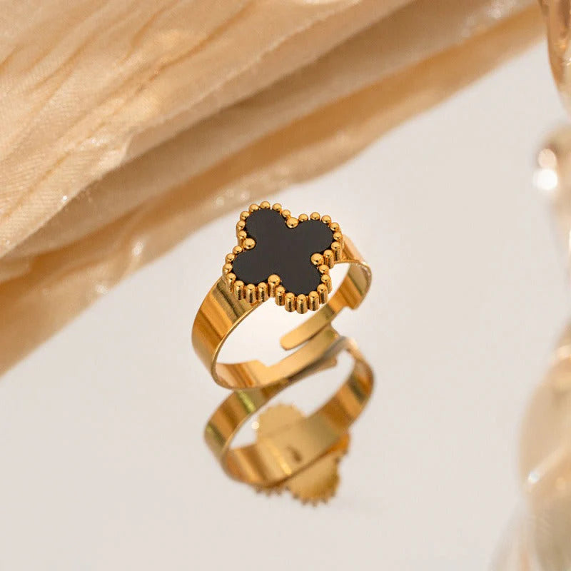 SS-11444 - Luxury Black Flower - Ring